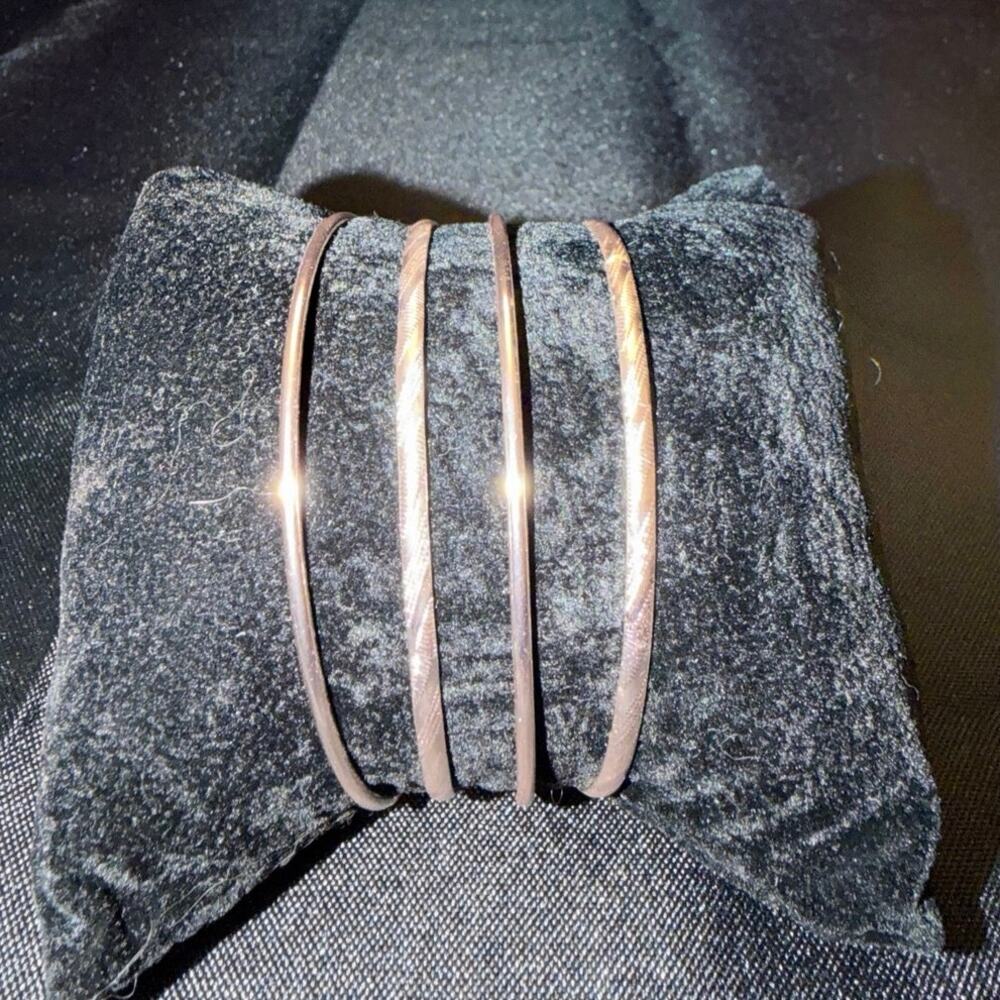 NWOT Art Deco Rose GoldTone Stackable Bangle Bracelets Set of 4 Textured Chevron